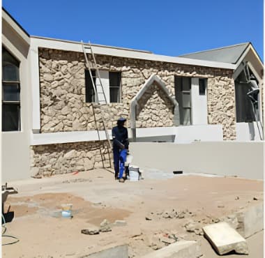 Shark Bay Hotel — exterior stonework construction in Langebaan